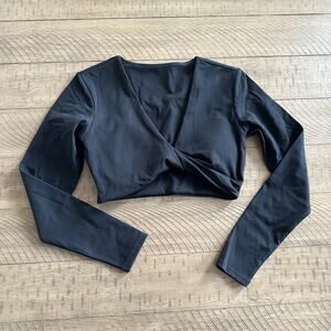 Black Long Sleeve Crop Top Bra Size XS Padded